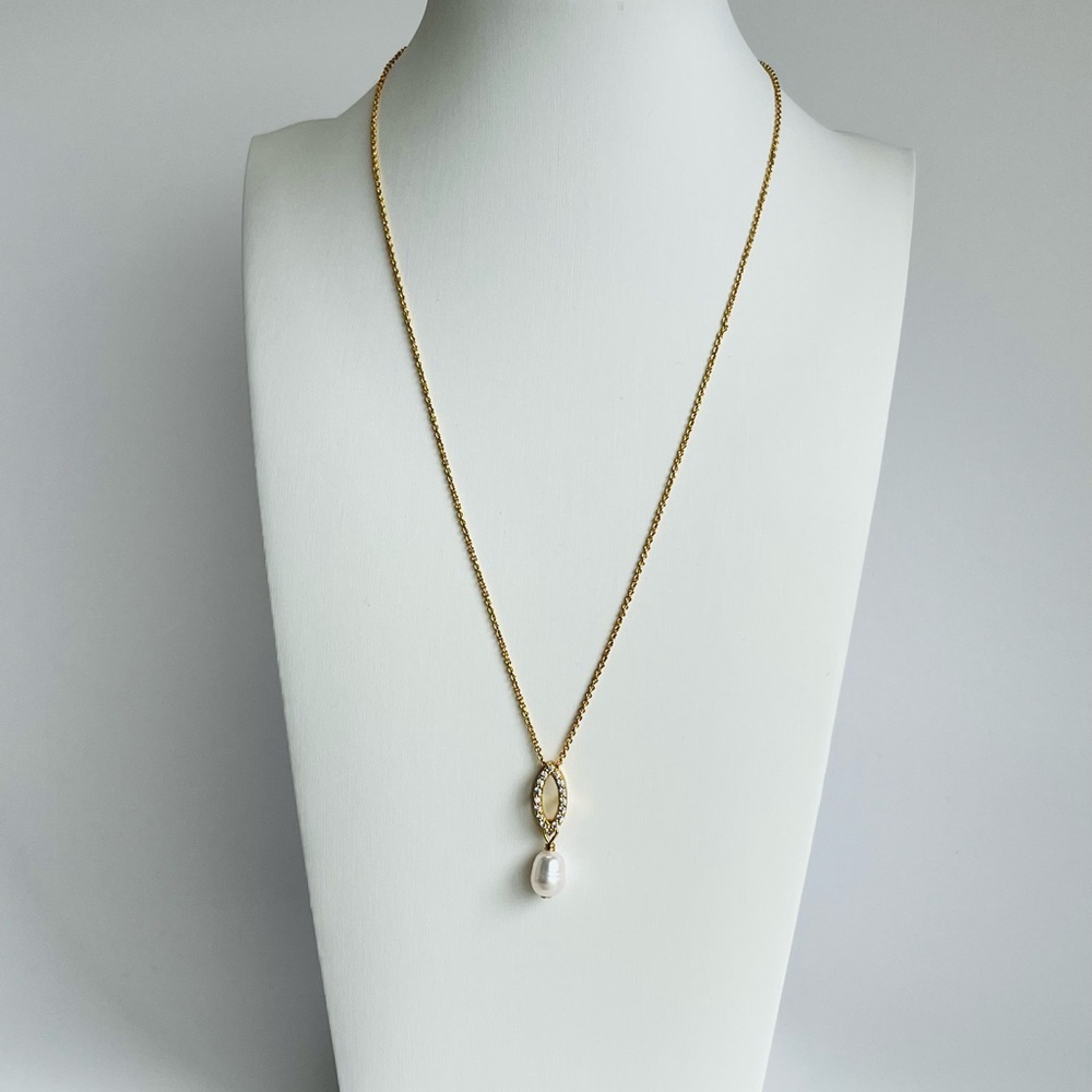 White Cultured Pearl and Pave Cubic Zirconia Pendant
Necklace - Picture 4 of 11
